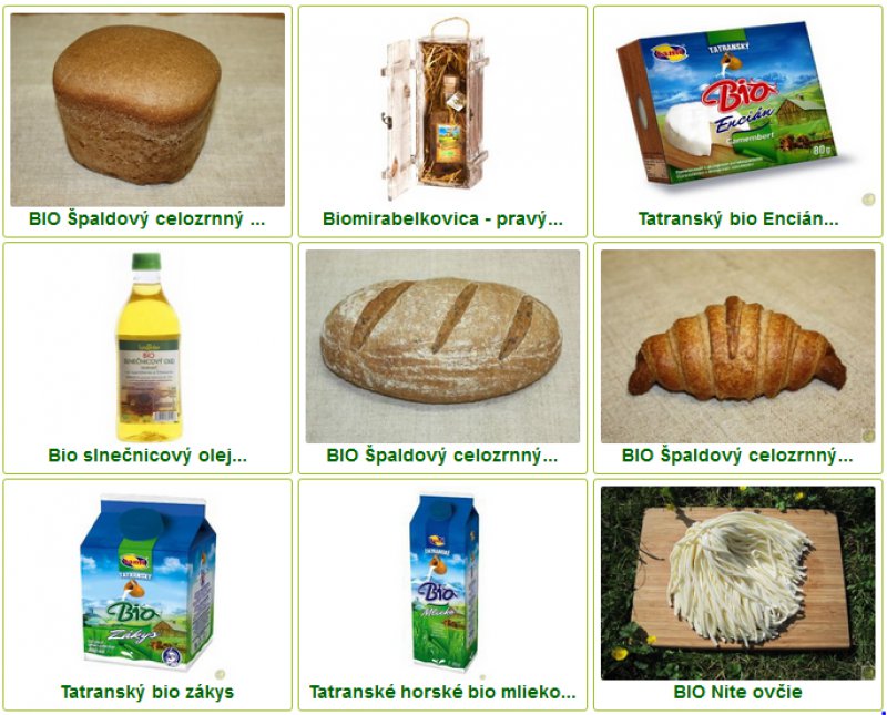 Nominované biopotraviny