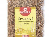 cestoviny celozrnné špaldové špirály, biomila