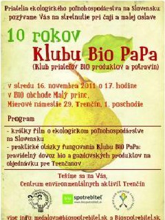 10 rokov Klub BIO PaPa