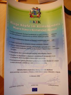 Certifikát skôl - Múdre hlavy v Klimatickej Aliancii
