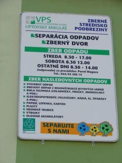 Označenie zberný dvor...